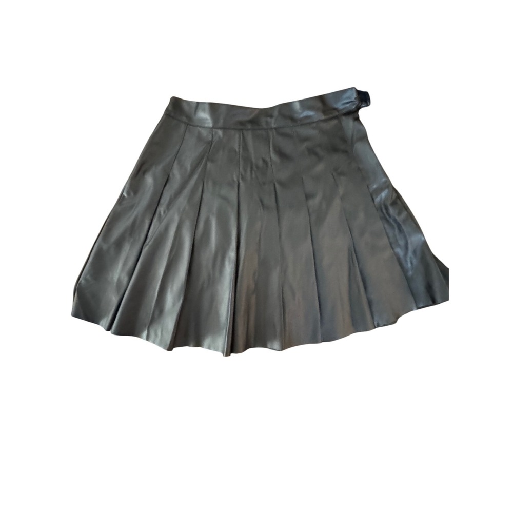Kendall + Kylie Black Faux Leather Pleated Mini Skirt Women's Medium
